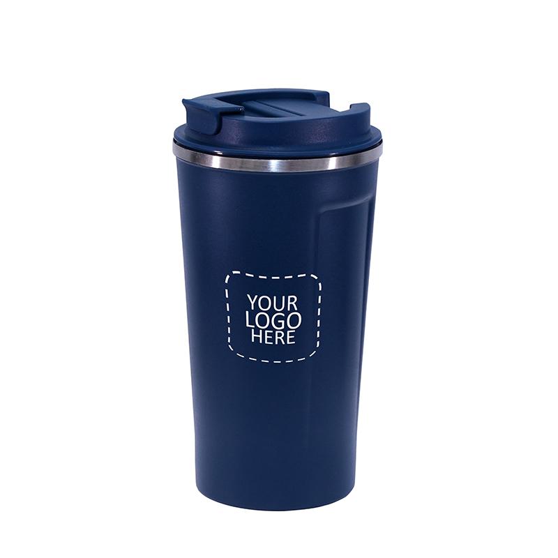 Matte Stainless Steel Tumbler - Blue with Logo